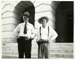 Black-and-white photograph of Wilbur Clark with an unidentifed man, circa late 1920s-early 1930s