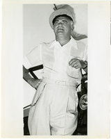 Photograph of Wilbur Clark wearing sailing attire, circa 1950s