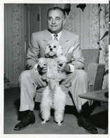 Photograph of Wilbur Clark with a poodle, Las Vegas, Nevada, circa 1950s