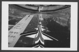 Aerial photograph taken from inside a United States Air Force Thunderbirds plane, circa late 1970s to early 1980s