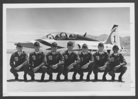 Photograph of Lieutenant Dan Cherry and Thunderbirds pilots at Nellis Air Force Base, Nevada, August 29, 1978