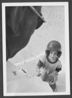 Photograph of a boy playing t-ball, Nellis Air Force Base, Nevada, May 10, 1976