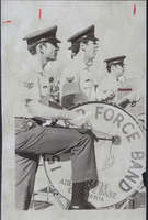 Photograph of the March Air Force Base band performing at a Nellis Air Force Base open house, Nevada, November 26, 1974