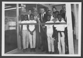 Photograph of Mayor Oran Gragson cutting the ribbon for the Boys' Club, North Las Vegas, Nevada, circa 1960s
