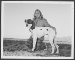 Photograph of a 4-H member and her entry into the club's dog show, North Las Vegas, Nevada, January 23, 1976