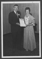 Photograph of Phillis Crawley receiving award from the North Las Vegas Women's Club, May 3, 1976