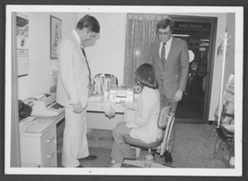 Photograph of North Las Vegas Optimist Club donates a carbon monoxide analyzer to Sharon Seltzer, North Las Vegas, Nevada, January 18, 1981