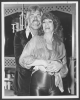 Black-and-white photograph of Kenny Rogers and Dottie West, Las Vegas, 1980