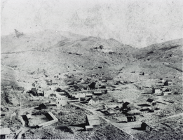 Aerial photograph of Aurora, Nevada, circa 1860s-1910s
