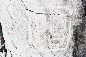 Photograph of petroglyphs in Three Corners area, 1975