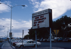 Slide of book sale sign, University of Nevada, Las Vegas, circa 1985