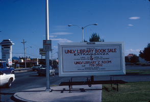 Slide of book sale sign, University of Nevada, Las Vegas, circa 1986