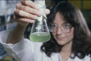 Slide of a student in a science lab, University of Nevada, Las Vegas, circa 1982