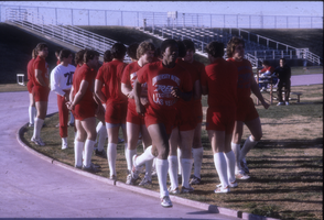 Slide of football players practicing, University of Nevada, Las Vegas, circa early 1980s