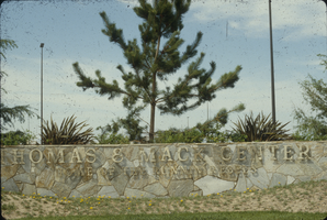 Slide of Thomas & Mack Center entrance sign, University of Nevada, Las Vegas, circa 1981-1989