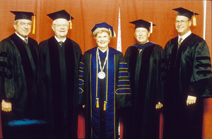 Slide of university officials at a graduation ceremony, University of Nevada, Las Vegas, circa mid-late 1990s