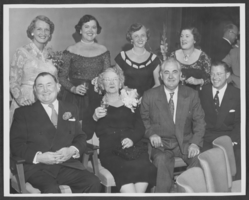 Black-and-white photograph of guests at the celebration of the first anniversary of the opening of Wilbur Clark's Desert Inn, Las Vegas, Nevada, April 1951