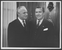Black-and-white photograph of Wilbur Clark and Wiley Buchanan, location unknown, circa 1950s