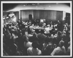 Black-and-white photograph of Dunes Hotel and Casino interior, Las Vegas, circa 1950s