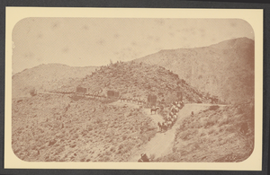 Postcard of mule teams, Belleville, Nevada, 1880s