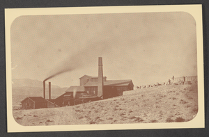 Postcard of mule teams and wagons, Belleville, Nevada, 1880s