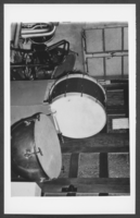 Photograph of dressing room used as storage room by music department, Boulder City, Nevada, January 17, 1947