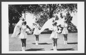Photograph of Boulder City High School flag twirlers, circa 1947