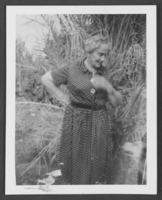Photograph of Elda Gilcrease and her dog Susie, circa 1963