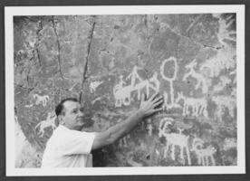 Photograph of petroglyphs at Meadow Valley Wash, Nevada, circa mid 1900s - late 1900s