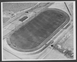 Photograph of Boulder City High School athletic stadium, Boulder City, Nevada, circa 1951