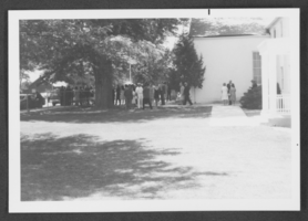 Photograph of people outside church, Panaca, Nevada, circa 1972