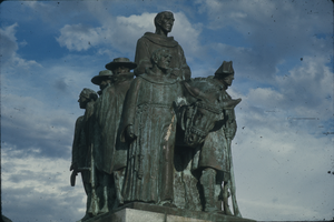 Slide of statue of Escalante and Dominguez, Nevada, circa 1960s - 1983