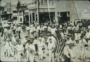 Slide of a parade on Fremont Street, Las Vegas, circa early 1900s