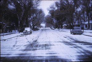 Slide of snow-covered streets, Las Vegas, circa 1930s