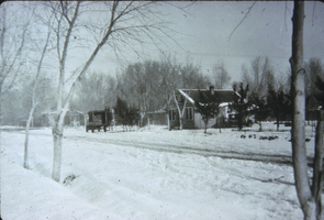 Slide of snow-covered neighborhood, Las Vegas, circa early 1900s