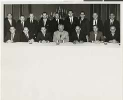 Photograph of a group of men from the Cadillac Business Manager Club at the Sands Hotel, Las Vegas, October 26, 1962