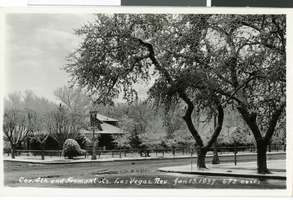 Postcard of the corner of 4th and Fremont Street, Las Vegas, January 13, 1937