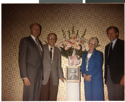 Photograph of people at Doris Hancock's funeral, San Diego, California, April 7, 1987