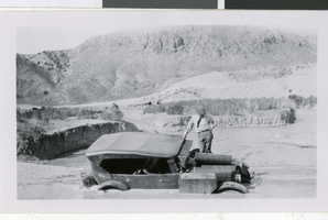 Photograph of Dr. Park in flood waters, Las Vegas, circa 1920s