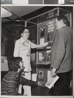 Black-and-white photograph of people at University of Nevada, Las Vegas, March 1976