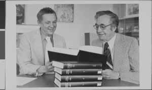Photograph of Hal Erickson and Robbins Cahill, University of Nevada, Las Vegas, April 1977