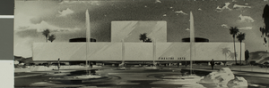 Photograph of architectural rendering of Theatre Arts Building, Las Vegas, circa 1967-1969