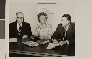 Photograph of William Stout, Ann Brewington, James R. Dickinson, University of Nevada, Las Vegas, circa 1970s-1980s