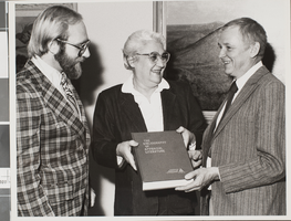 Photograph of individuals inside James Dickinson Library, University of Nevada, Las Vegas, circa late 1980s