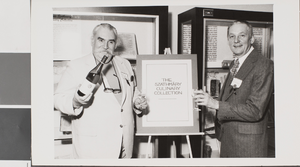 Black-and-white photograph of Hal Erickson and Louis Szathmary, University of Nevada, Las Vegas, October 10, 1981