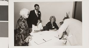 Photograph of individuals at James Dickinson Library, University of Nevada, Las Vegas, October 10, 1981