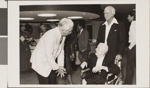 Black-and-white photograph of individuals at James Dickinson Library, University of Nevada, Las Vegas, October 10, 1981