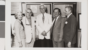 Black-and-white photograph of individuals at James Dickinson Library, University of Nevada, Las Vegas, October 10, 1981