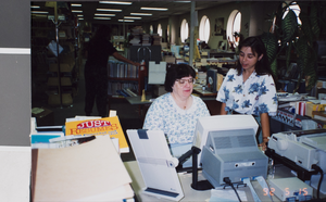 Photograph of Helen Katre and Susan Comninel, University of Nevada, Las Vegas, May 1992