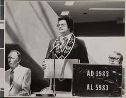 Photograph of dedication/cornerstone ceremony, University of Nevada, Las Vegas, October 07, 1984
